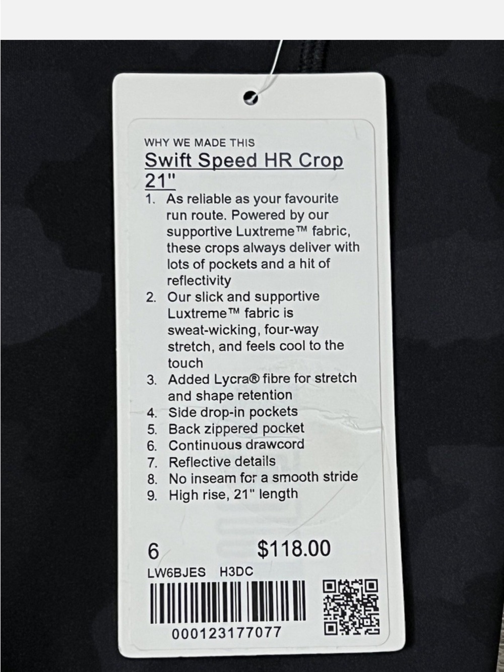 Lululemon Swift Speed HR Crop 21"L *Luxtreme Four Way Stretch Size 6 H3DC 77077 - Picture 10 of 13